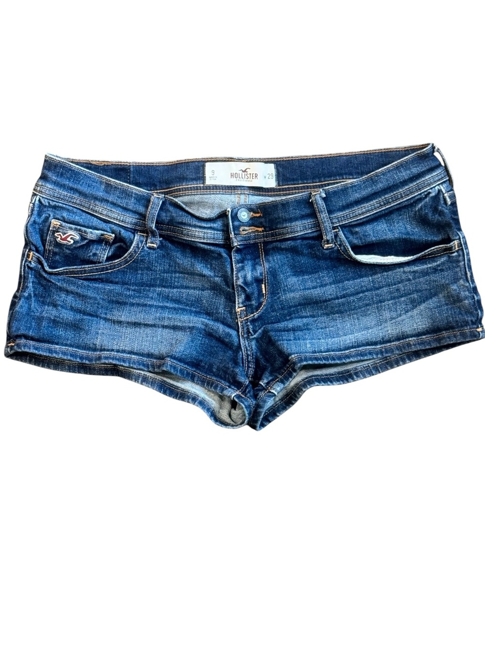 Hollister Women's Dark Blue Low-Rise Denim Cutoff Shorts